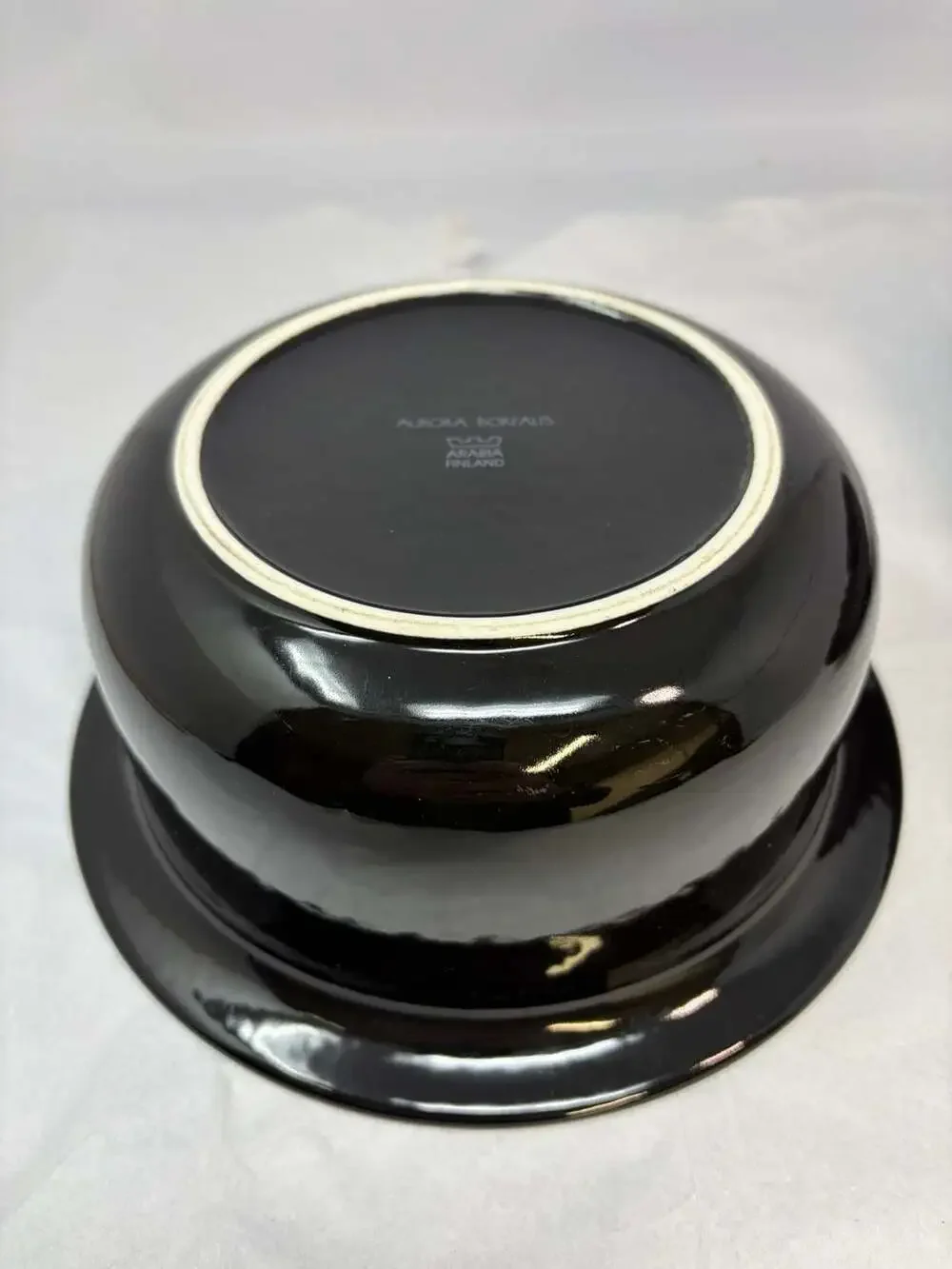 Arabia Finland Aurora Borealis Black Covered Casserole Dish/serving bowl 8 inch